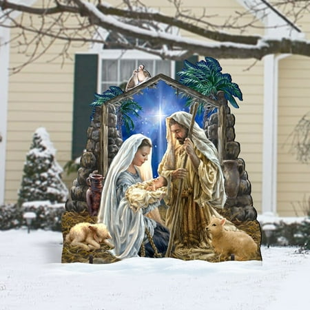 JUNBYONE Christmas Decorations, Outdoor Nativity Scene G Lory To G Od Outdoor Decor By Dona Gelsinger, for Outdoor and Indoor