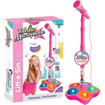 2026 New All-in-One Microphone Toy for Kids with Stand, Got Built-in Music, Colorful Lights, Echo Effects, Portable Karaoke Machine for Singing, Music Play, Fun and Easy-to-Use