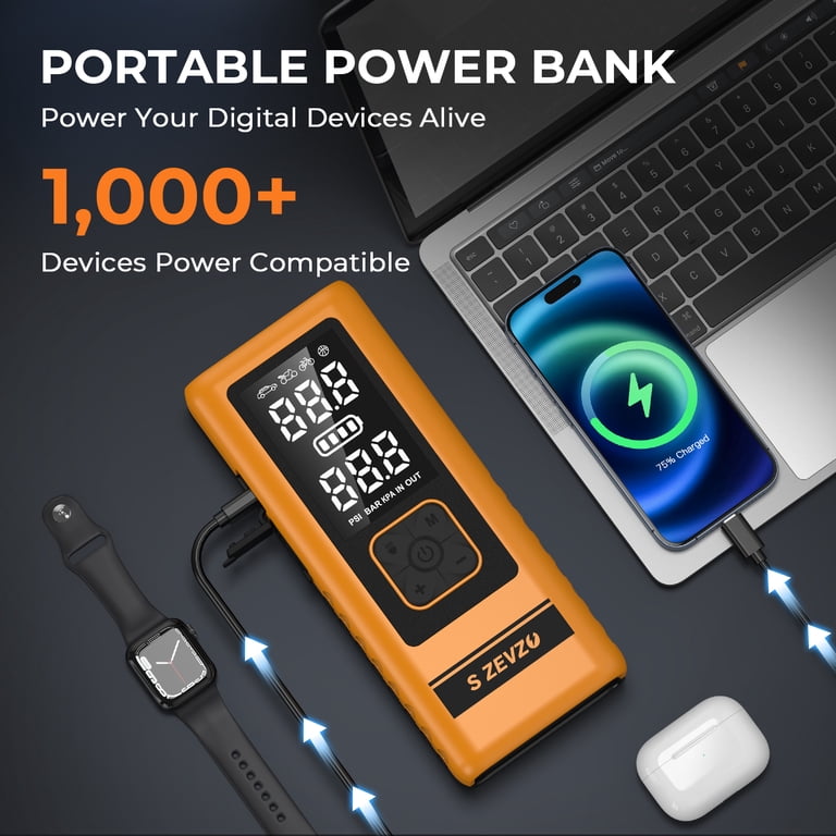 OGORI 8500A Jump Starter With Air Compressor, 12V Portable Battery Jumper Starter Pack All Gas 10 0l Diesel Car Jump Box 150psi Auto Tire Inflator Lcd Disp