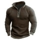 thumbnail image 2 of Blusa y camisa de manga larga con cuello alto para hombre, estilo casual, de color liso, con cremallera, manga larga, cuello alto y capucha, de poliéster., 2 of 3