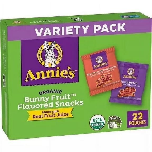 Annie's Bunny Fruit Flavored Snacks - Fruity Gelatin-Free Gummies in Fun Bunny Shapes (15.4oz/22ct Pouch)