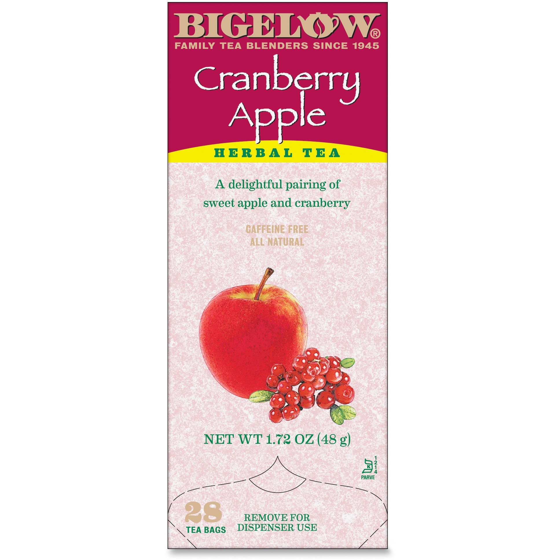 Bigelow, BTC10400, Cranberry Apple Herbal Tea, 28 / Box