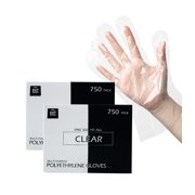 1500 Disposable Poly Gloves, One Size Fits Most- 2 Pack of 750- Clear, Food Grade