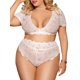 thumbnail image 1 of Conjunto Brasier Festoneado de Talla Extra con Encaje con Mangas Cortas Rosegal  Conjuntos de lencería de talla grande, 1 of 2