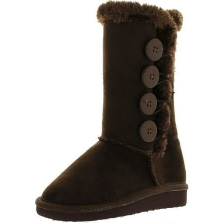 Mid Link - Forever Link Girls Aling-33K Faux Suede Buckle Comfort Mid Calf With Lined Faux Fur