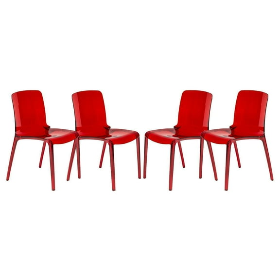 Modern Dining Chairs - Set of 4 - Stylish Clear Stackable Side Chairs for Kitchen & Dining Room