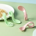 thumbnail image 3 of NIBOLOG 1 Set Offset Spoon Food Grade Adorable Appearance Adaptive Eating Aid Right Hand Learn Eat Baby Fork Spoon Set for Family, 3 of 8