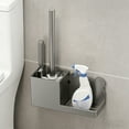 thumbnail image 2 of Wall-Mounted Plastic Toilet Brush Holder with Storage Shelf – No Drilling, 38.5cm, Black/White/Gray, 2 of 6