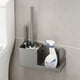 thumbnail image 1 of Cepillo de inodoro montado en la pared, sin taladro | Juego de limpieza de baño de plástico | Estantería integrada de rascador y almacenamiento | Base de drenaje | Negro, Blanco Gris | Organizador, 1 of 7