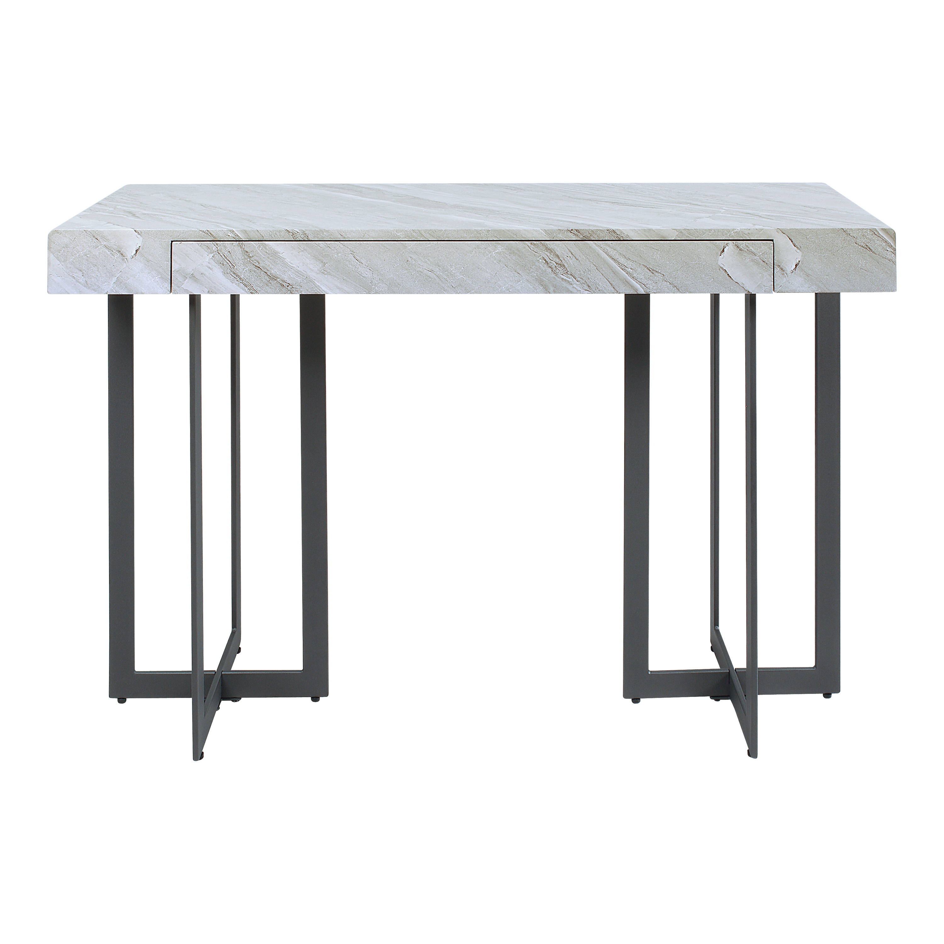 Furniture of America Ariadne 1-Drawer Wood Gray and Gun Metal Sofa Table