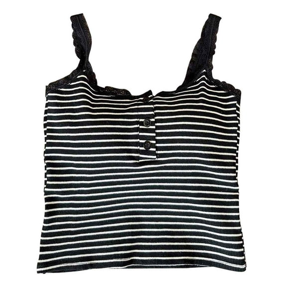Womens Spaghetti Strap Tank Tops Casual Stripe Button Camisole Blouses Sleeveless Loose Cami Basic Tank Shirt