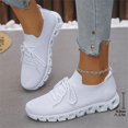 thumbnail image 6 of EKVAHL Women's Knit Upper Running Sneakers, Low Top Non Slip Tennis Sneakers, Solid Color Elastic Fit Athletic Sneakers Lace-Up Walking Shoes for Training Hiking White, 6 of 6
