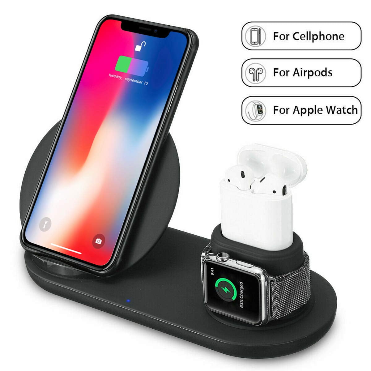 3 In 1 Wireless Charger Stand Holder Charging Station ASSENIO 
