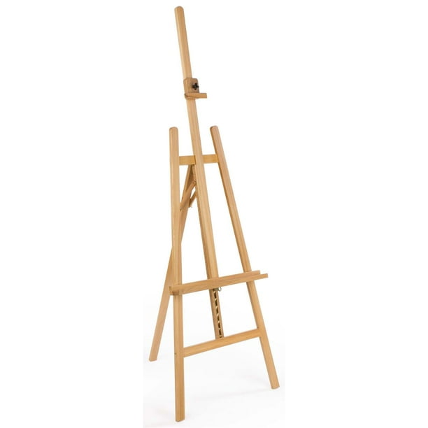 Adjustable Wood Floor Easel, Holds Up To 42" Tall Art or Frames (Elm