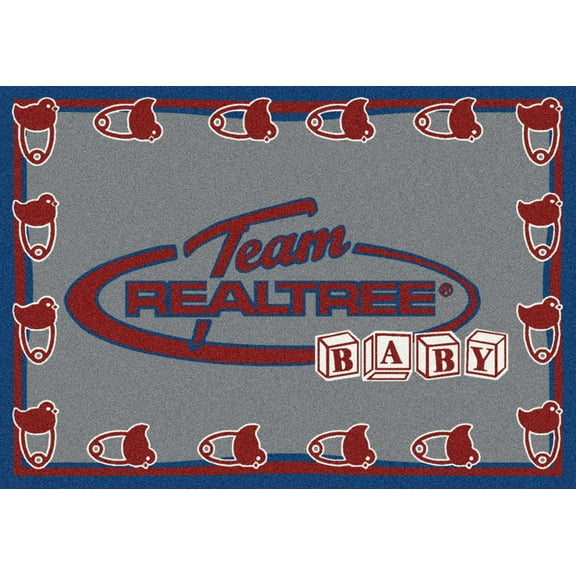 Milliken Gray Sports Bells Area Rug Realtree Baby Boy - Aprx 3' 10" x 5' 4"