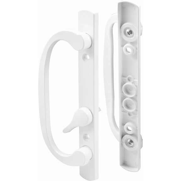 Prime Line Sliding Patio Door Handle White Mortise Set 3-15/16 In Replacement Diecast Non Keyed Kit C 1280
