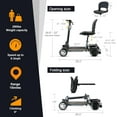 thumbnail image 3 of Folding Mobility Scooter Lightweight, Removable Battery, All Terrain Motorized Scooter with Seat, 15 Miles Range Powered Mobility Scooter, 3 of 10