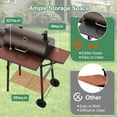 thumbnail image 5 of Firstness Charcoal Grill, Outdoor BBQ Grill Charcoal with Offset Smoker for Barbecue Pit Patio Backyard Camping Picnics, Black & Brown, 5 of 7