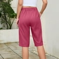 thumbnail image 6 of Livrdious Capri Pants for Women High Waisted Loose Capris Cotton Linen Womens Knee Length Bermuda Shorts with Pockets, S–5X, 6 of 7