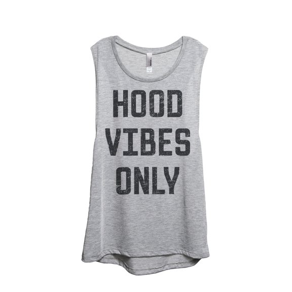Hood Vibes Only Women's Fashion Sleeveless Muscle Workout Yoga Tank Top Sport Grey 2X-Large