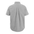thumbnail image 3 of Men's Fashionable Short-Sleeve Beach Top, Plain Gray, 3XL, Button Down Gray Lace-Trimmed Collar Shirt, 3 of 4