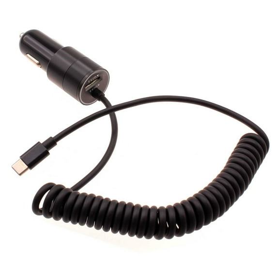 USB-C 36W Fast Car Charger for iPhone 16/Pro/Max/Plus - Power Adapter Coiled Type-C Cable Extra USB Port DC Socket Quick Charge