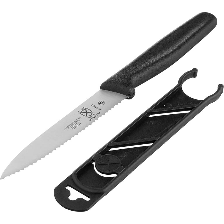 Mercer Culinary M33931B Serrated 4 Utility Knife with Guard