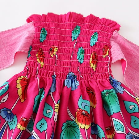 

Aayomet Flower Girl Dresses Toddler Kids Girls Floral Bohemian Flowers Bowknot Sleeveless Beach Straps Dress Princess Clothes Hot Pink 3 Years