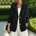 thumbnail image 2 of BiZtdJrK Summer Linen Blazer Jacket for Women Long Sleeve Lightweight Suit Coats Dressy Cotton Work Blazers Cardigans Black S, 2 of 6
