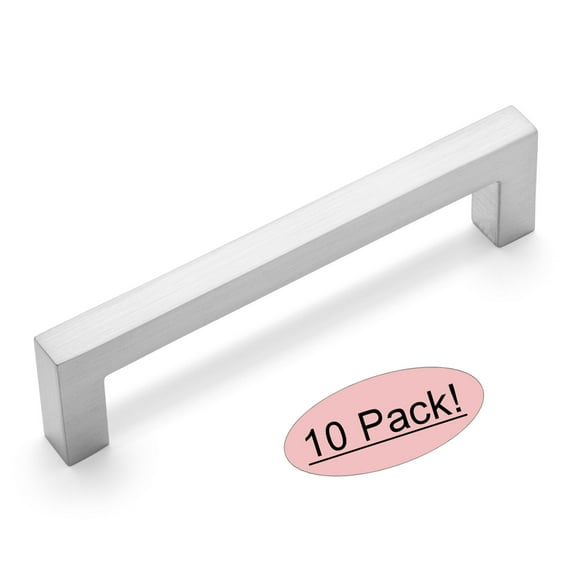 10 Pack - Cosmas 14777-96SN Satin Nickel Modern Cabinet Hardware Handle Pull - 3-3/4" Inch (96mm) Hole Centers
