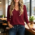 thumbnail image 3 of Horkkom Pullover Sweaters for Women Solid Color Office V Neck Knit Sweater Loose Casual Trendy Tops XXL, 3 of 6