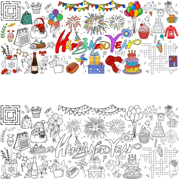 72" Giant Coloring Poster for New Year 2026 Large Coloring Poster for Adults,Kids Holiday Celebration Crafts for Family Paper Coloring Banner for New Year