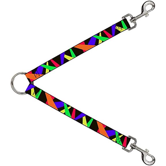 Buckle-Down Dog Leash Splitter Spotlight Black Multi Neon 1 Foot Long 1 Inch Wide