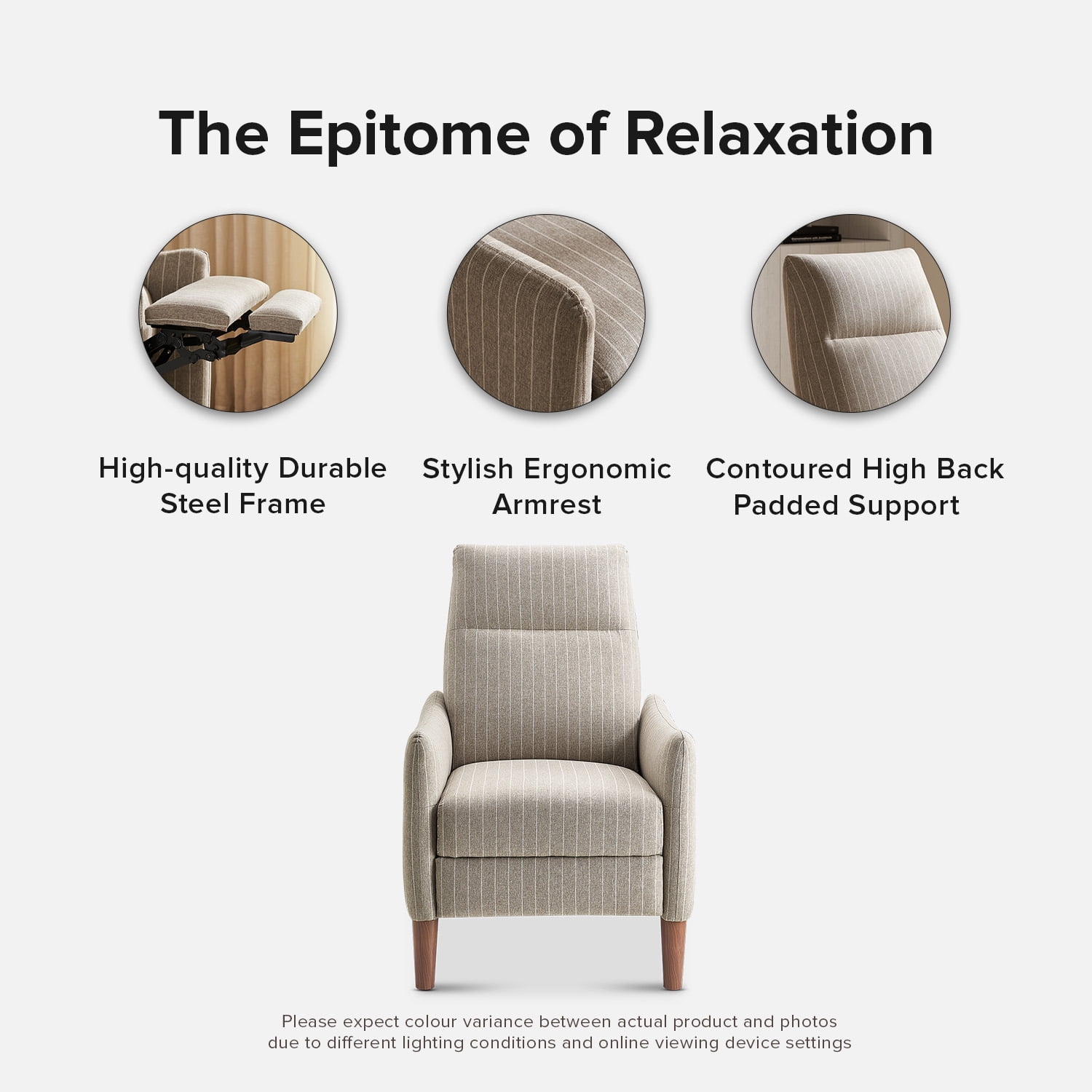 mopio Arthur Recliner Chair with 3 Positions, Jacquard Fabric Accent Chair, Mid Century Modern Reading Chair, High Back Padded Support Comfy Sleeper Armchair, Nursery Chair for Living Room, Bedroom