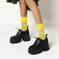 thumbnail image 5 of Platform Boots for Women Shinny Waterproof Classic Lace-up Leather Shoes Ankle Boots, 5 of 5