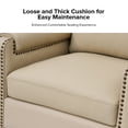 thumbnail image 5 of Tina's Home Mid-century Modern Genuine Leather Accent Armchair with Unique Arm Design, Nailhead Trim & Loose Cushion, Living Room / Bedroom Chair, Beige, Assembly Required, 5 of 8