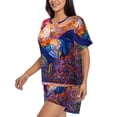 thumbnail image 2 of Lsque Rooster Oil Painting Women's Short-Sleeved Pajama Set - 2 Piece Soft and Lightweight Sleepwear Set-Small, 2 of 9