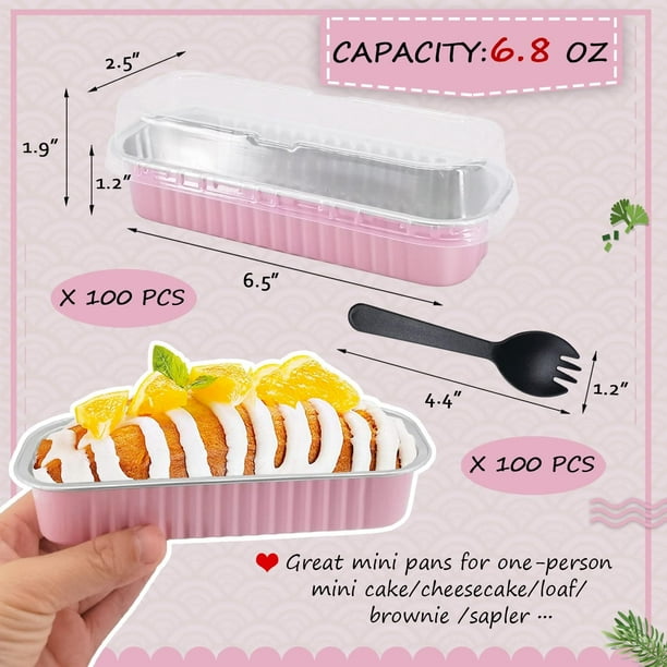 Mini Loaf Pans With Lids 100 Pack, Mini Cake Pans Rectangle