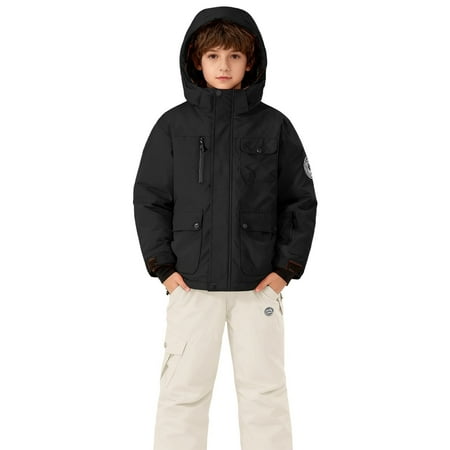 XQYLOS Kids Snowsuit Two Piece Ski Suit Boys Girls 3-14 Years Toddler Waterproof Winter Snow Suits Overalls Pants Set Jacket and Pants