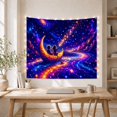 thumbnail image 5 of Children in Crescent Moon Boat Dreamy Fantasy Style for Celestial Art Lovers Galaxy Wall Decor Birthday Gift Tapestry Wall Hanging for Bedroom, Nursery and Dorm, 5 of 7