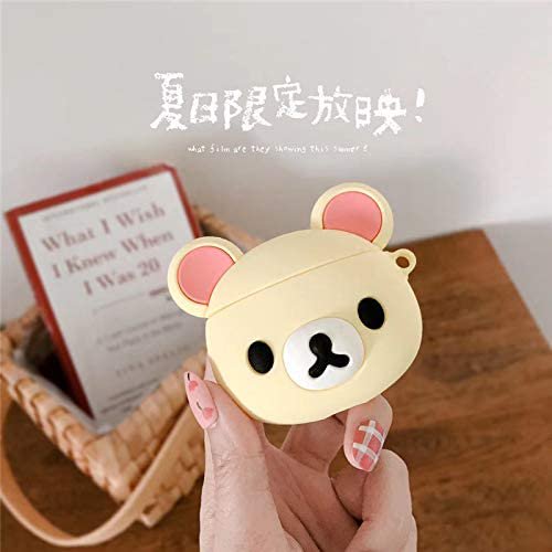 Compatible with AirPods Case Keychain Full Protective Premium PVC Silicone Cover Fashion Dope Self-Design Rilakkuma Style Skin for AirPods Charging Case (Rilakkuma White)