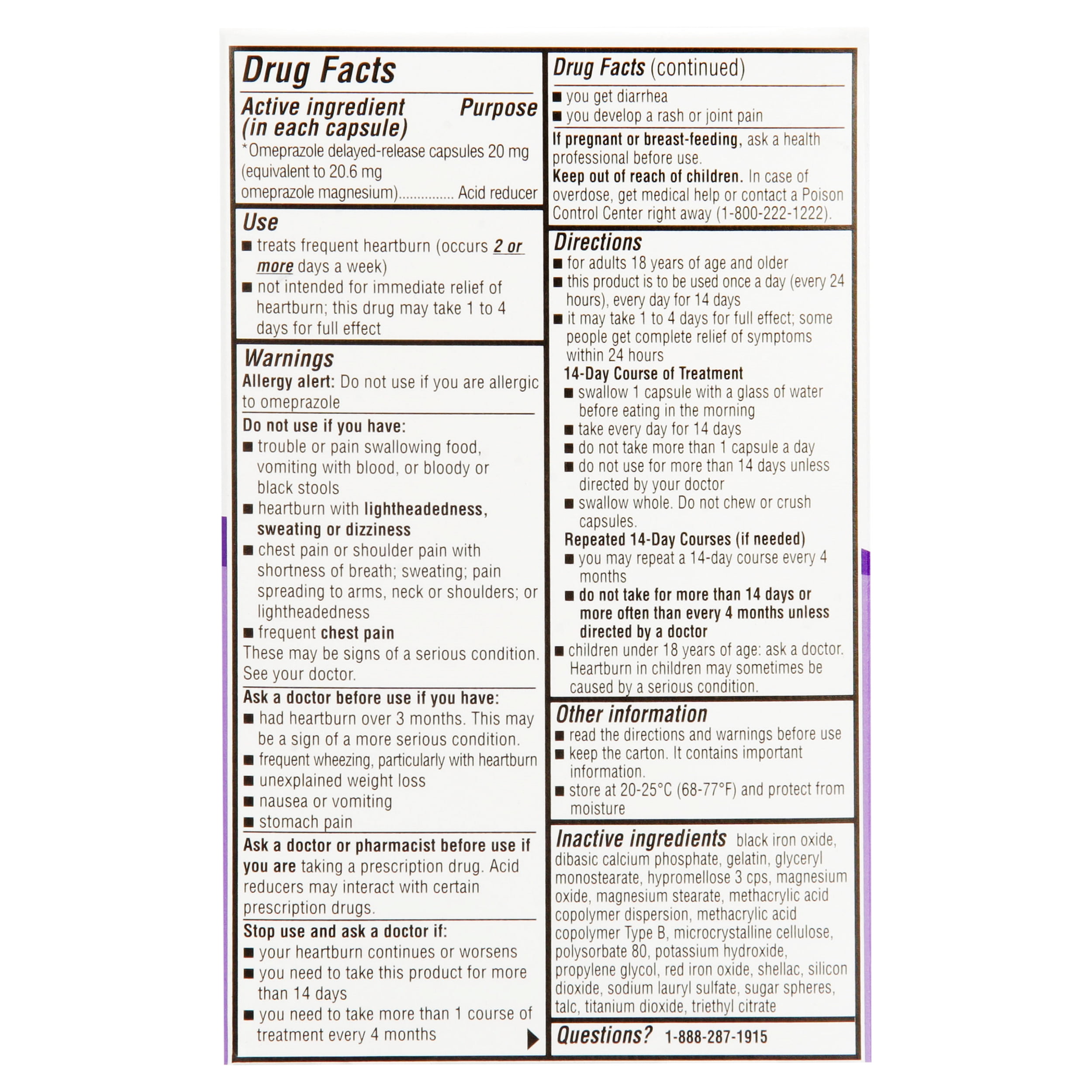 Equate Omeprazole Delayed-Release Acid Reducer Capsules, 20 mg, 42 Count