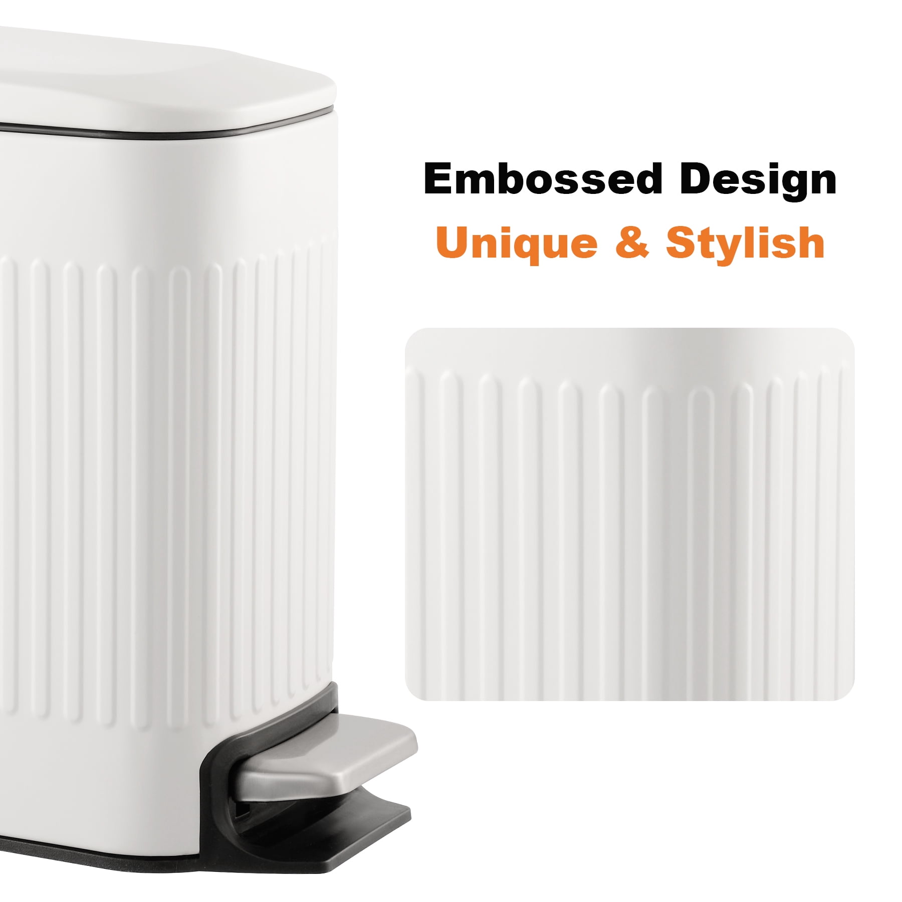 TrashAid 1.6 Gallon Bathroom Trash Can, White