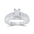 thumbnail image 2 of Sterling Silver Womens Princess Diamond Cluster Bridal Wedding Engagement Ring 1/2 Cttw, 2 of 4
