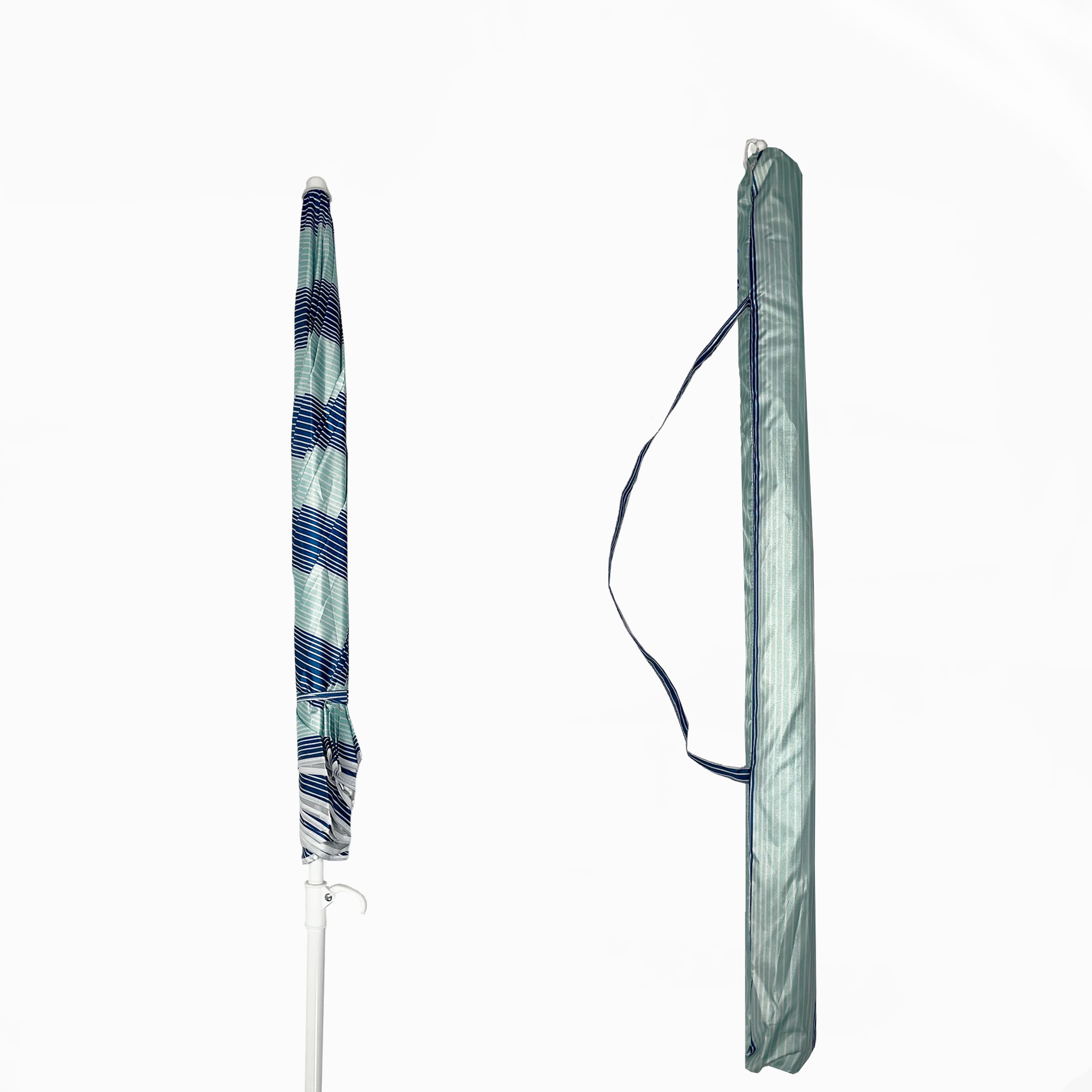 Caribbean Joe 6ft Beach Umbrella with UV Protection and Matching, Blue and White