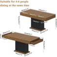 thumbnail image 3 of Timagebreze 55" LED Dining Table with 2 Drawers,Wood Pedestal Base Kitchen Table for 4-6 People,Black& Rustic Brown, 3 of 7