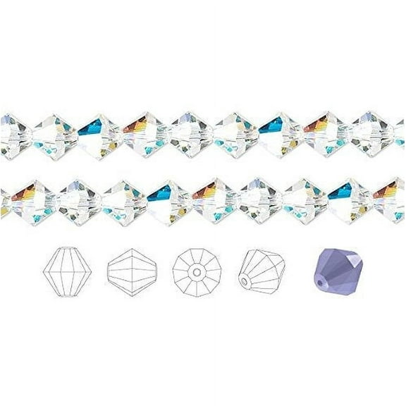 Preciosa Czech Crystal Beads Clear AB Faceted Bicone 4mm Package of 144