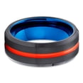 thumbnail image 2 of Orange Tungsten Wedding Ring,Blue Tungsten Ring,Engagement Ring,8mm Wedding Ring,Black Tungsten Ring, 2 of 4