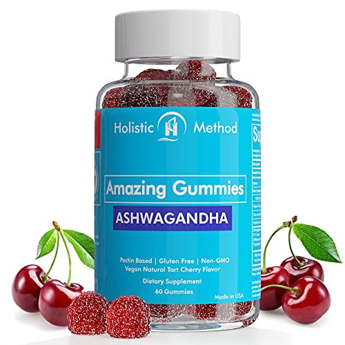 Ashwagandha Gummies - Vegan Herbal Gummy with Vitamin D & Zinc for Restore, De-Stress, Relax with Cherry Flavor for Amazing Immune Support - Gluten Free, Non-GMO