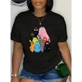 thumbnail image 3 of Short Sleeve Cartoon Graphic Print Women's Casual Sports T-shirt, Round Neck Cute, 3 of 7
